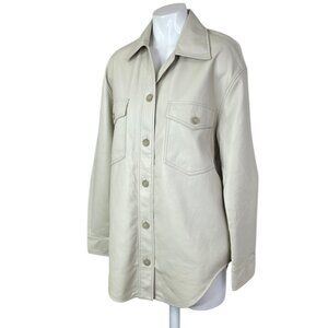 Aritzia Wilfred Ganna Jacket, Faux Leather, Button Front, Shacket, Bone, Size S